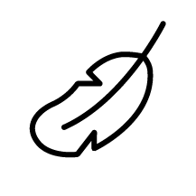 Feather icon, representing lightweight or soft fill for Sleeping Dove natural cooling