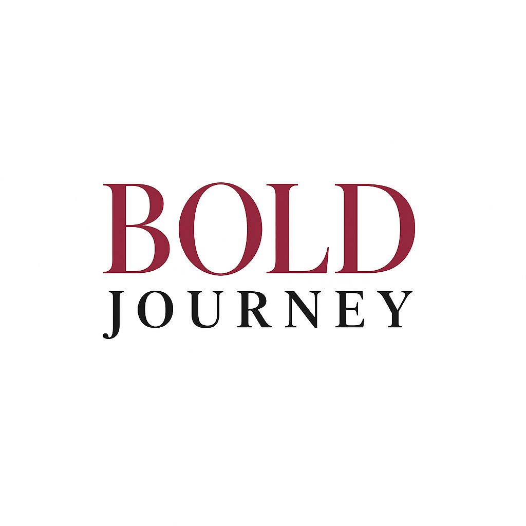 Logo 'BOLD JOURNEY' in red and black on a white background