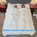 A couple sleeping under a Sleeping Dove Cooling Comforter