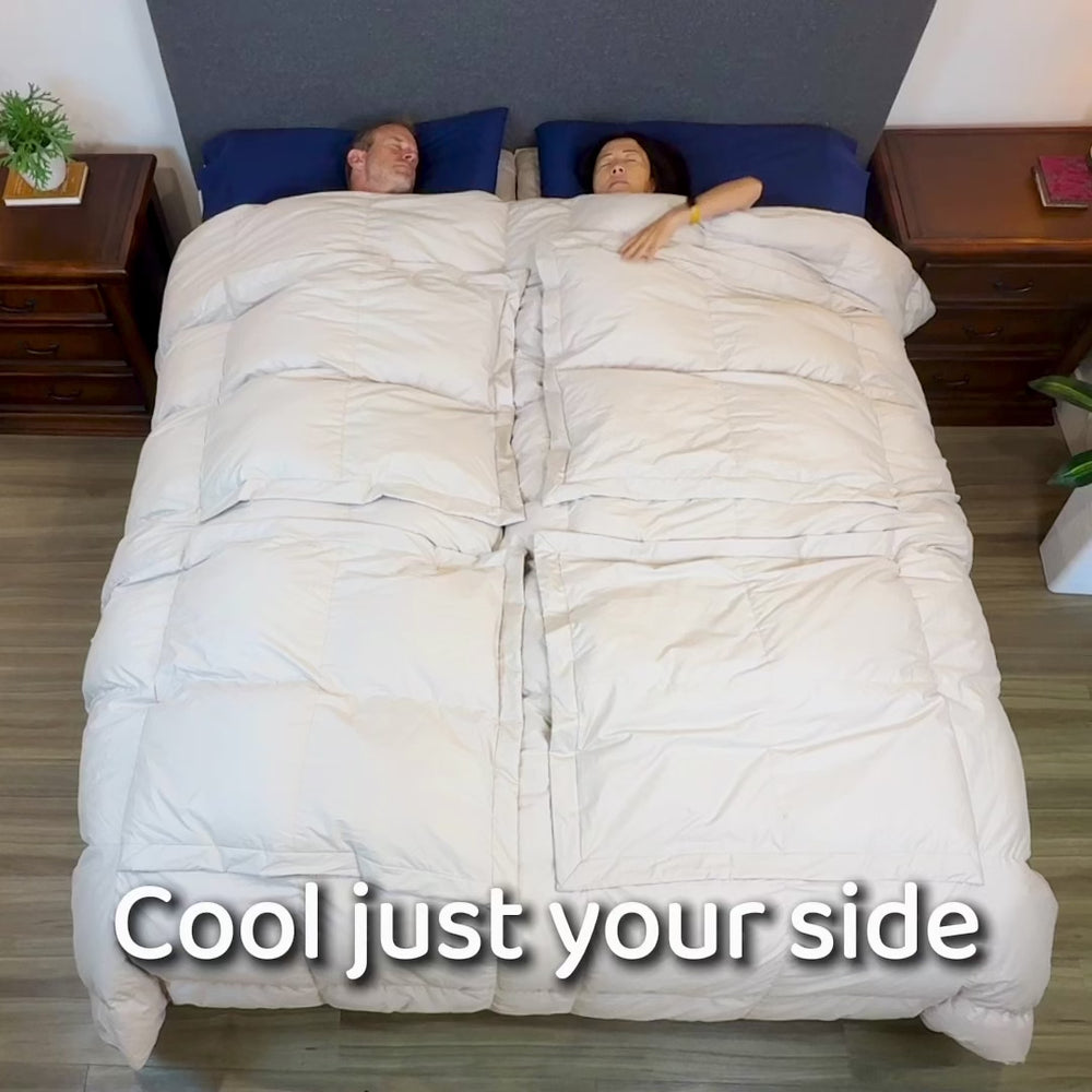 Video reel about cooling off with the Sleeping Dove cooling comforter