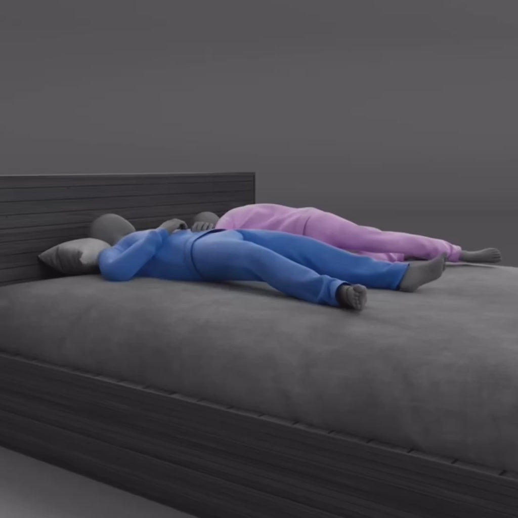 Graphic video showing how Sleeping Dove Comforter works with panels that open and close for natural cooling.