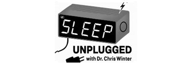 Digital clock displaying 'SLEEP' with 'UNPLUGGED' text and Dr. Chris Winter's name.