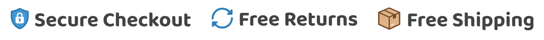 Trust badges for secure checkout, free returns and fast shipping 